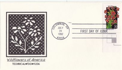 Standing Cypress Wildflowers FDC with Technical Cachet