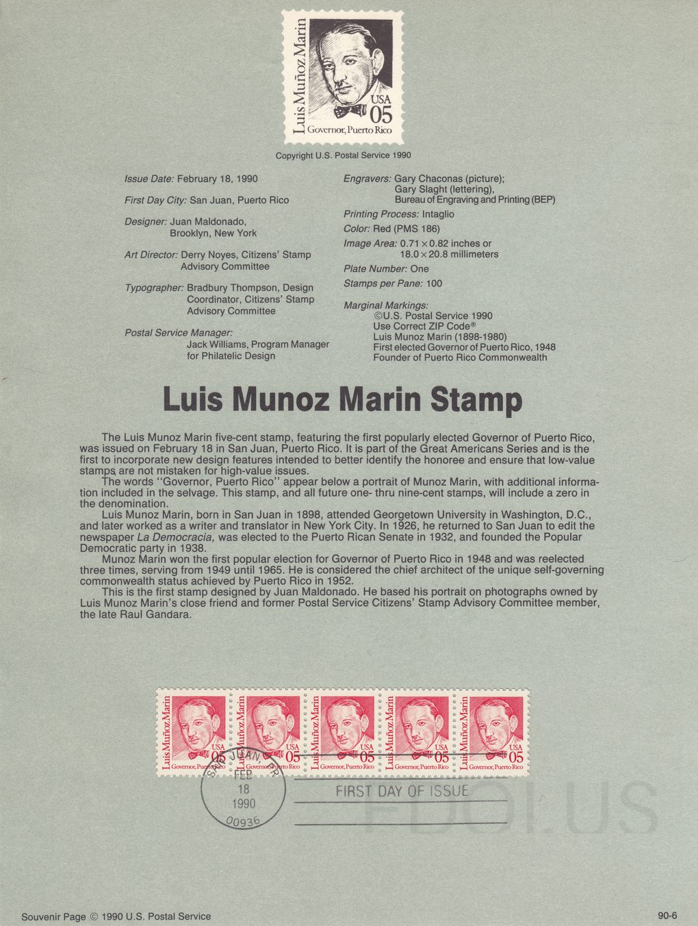 Luis Munoz Marin definitive stamp