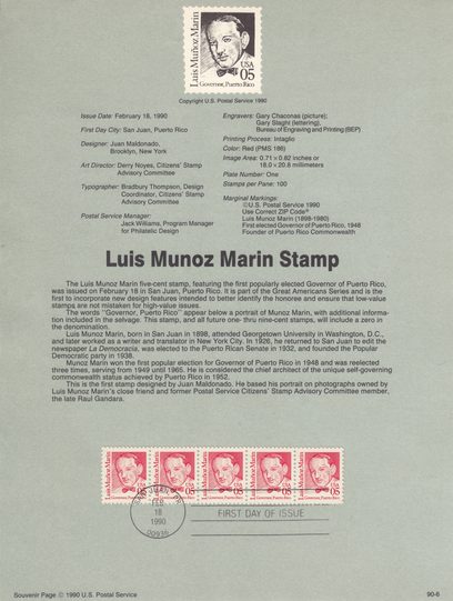 Luis Munoz Marin definitive stamp