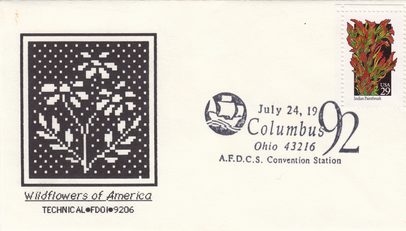Indian Paintbrush Wildflowers of America FDC - Columbus Convention