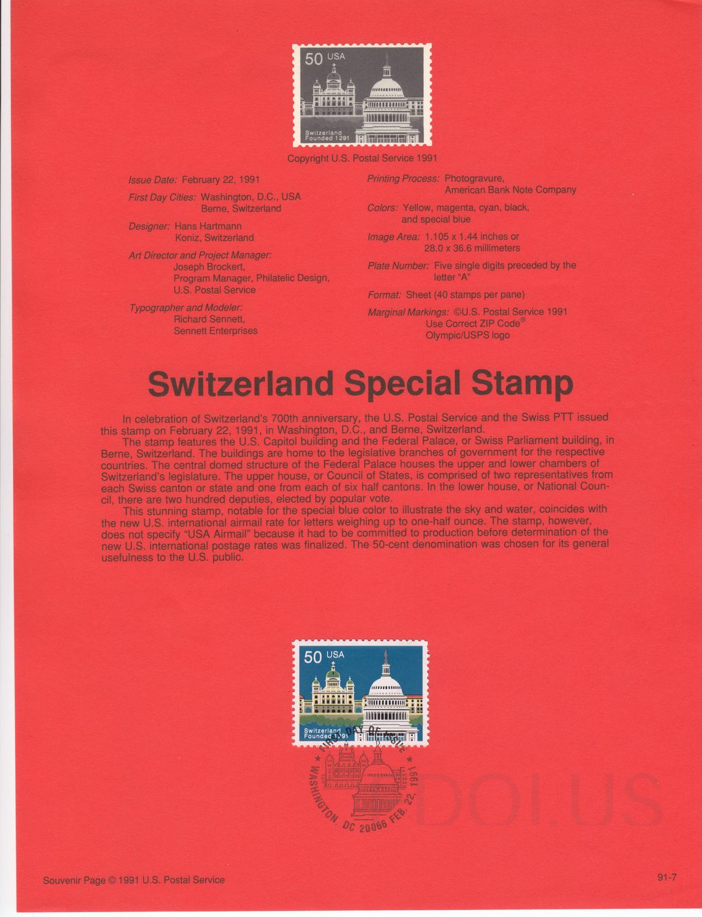 Switzerland Special Stamp