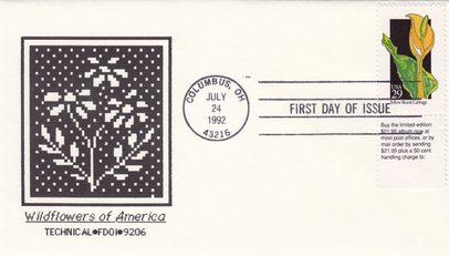 Yellow Skunk Cabbage Wildflowers FDC with Digital Art Cachet