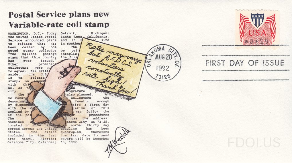 AFDCS Volunteer Cover with Variable Rate stamp