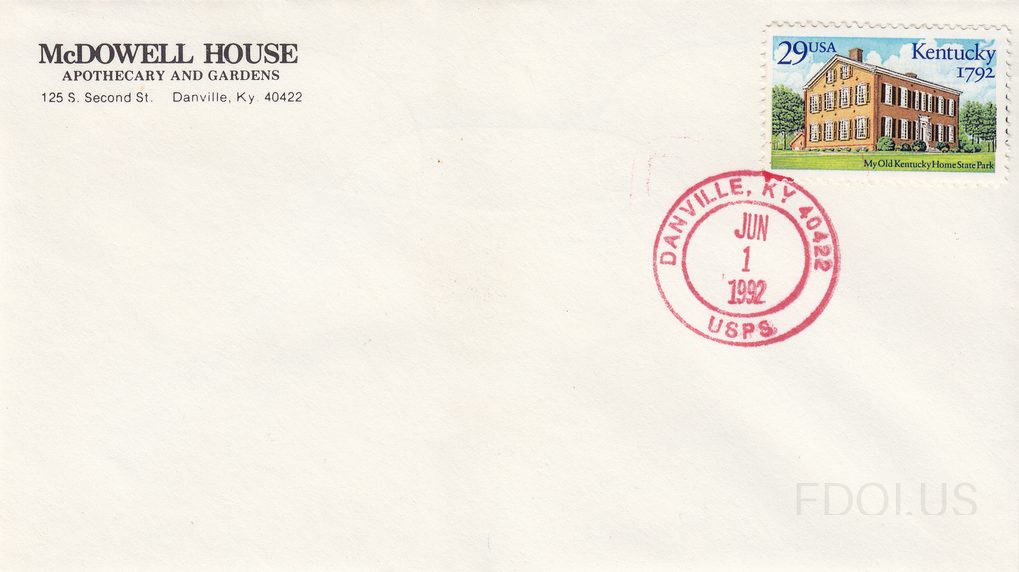 McDowell House Unofficial FDC