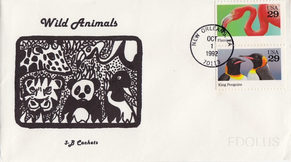 Wild Animals Flamingo and King Penguins