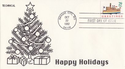 1992 Steamboat Greetings Christmas FDC with Technical Cachets Holiday Design