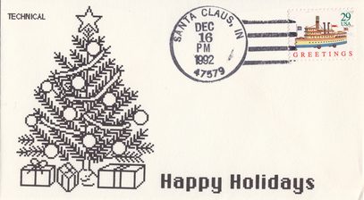 1992 Greetings Steamboat FDC with Computer Art Christmas Cachet