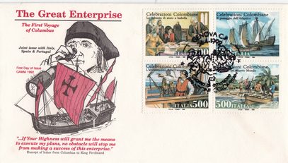 First Voyage of Columbus Italian block