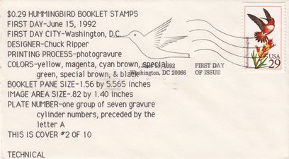 Rufous Hummingbird 29¢ Stamp - Technical Cachets Series