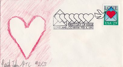 1992 Love Stamp FDC with Hand-Drawn Heart Cachet