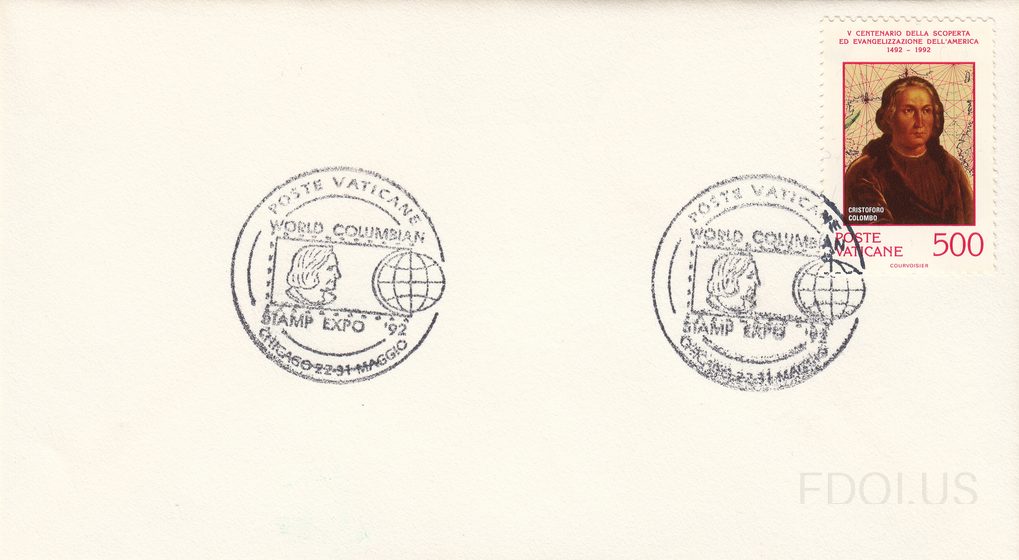Vatican City show cancel with Columbus stamp
