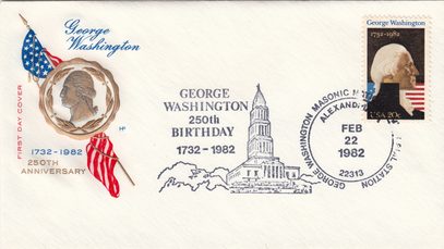 George Washington 250th Anniversary with Masonic cancel