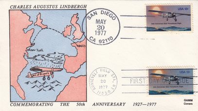 50th Anniversary Solo Transatlantic Flight 1st Gamm cachet First Day cover