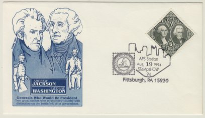 Washington and Jackson, five dollar
