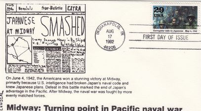 Battle of Midway with Corregidor Falls Stamp